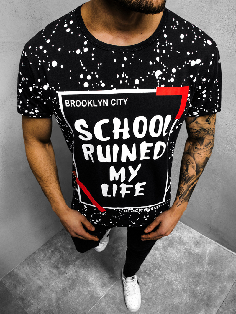 T-Shirt Homme Noir OZONEE JS/KS1978Z