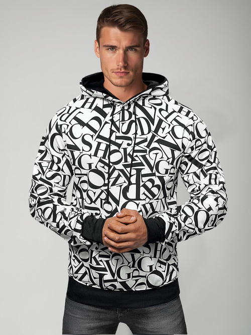 Sweatshirt à capuche homme blanc OZONEE JS/8B1238/1