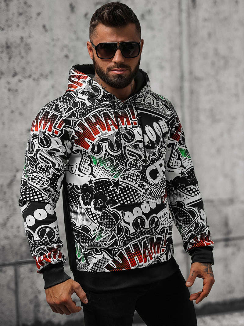 Sweatshirt à capuche homme noir OZONEE O/B270