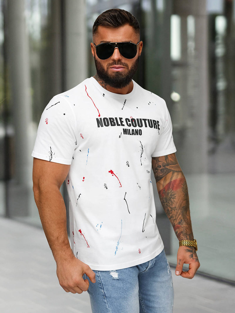 T-shirt Homme Blanc OZONEE O/MPO3443