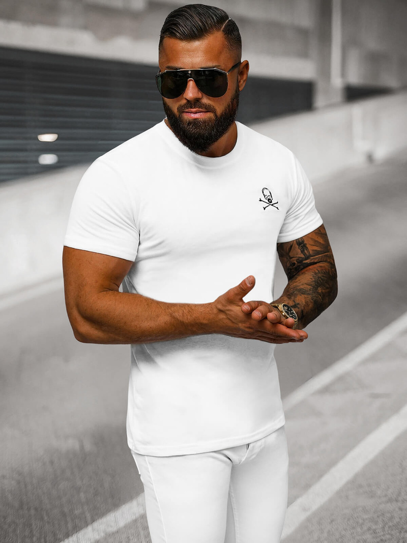 T-Shirt Homme Blanc OZONEE NB/MT3049