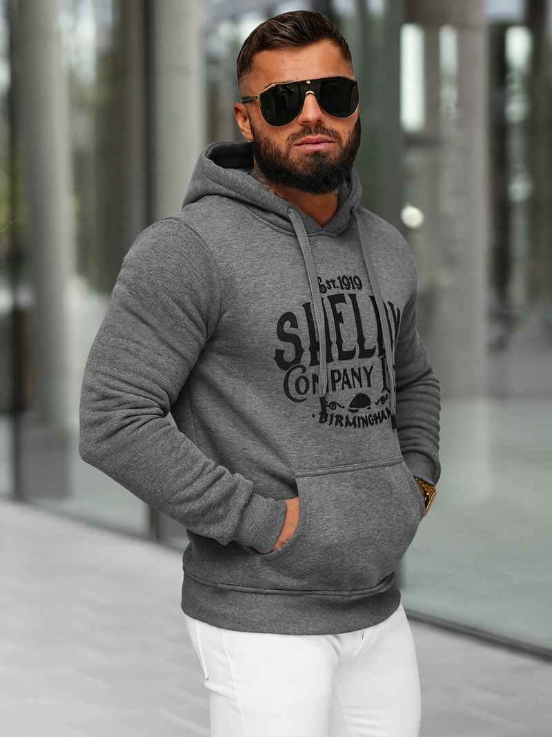 Sweatshirt à capuche homme gris foncé OZONEE JS/8B1351/5