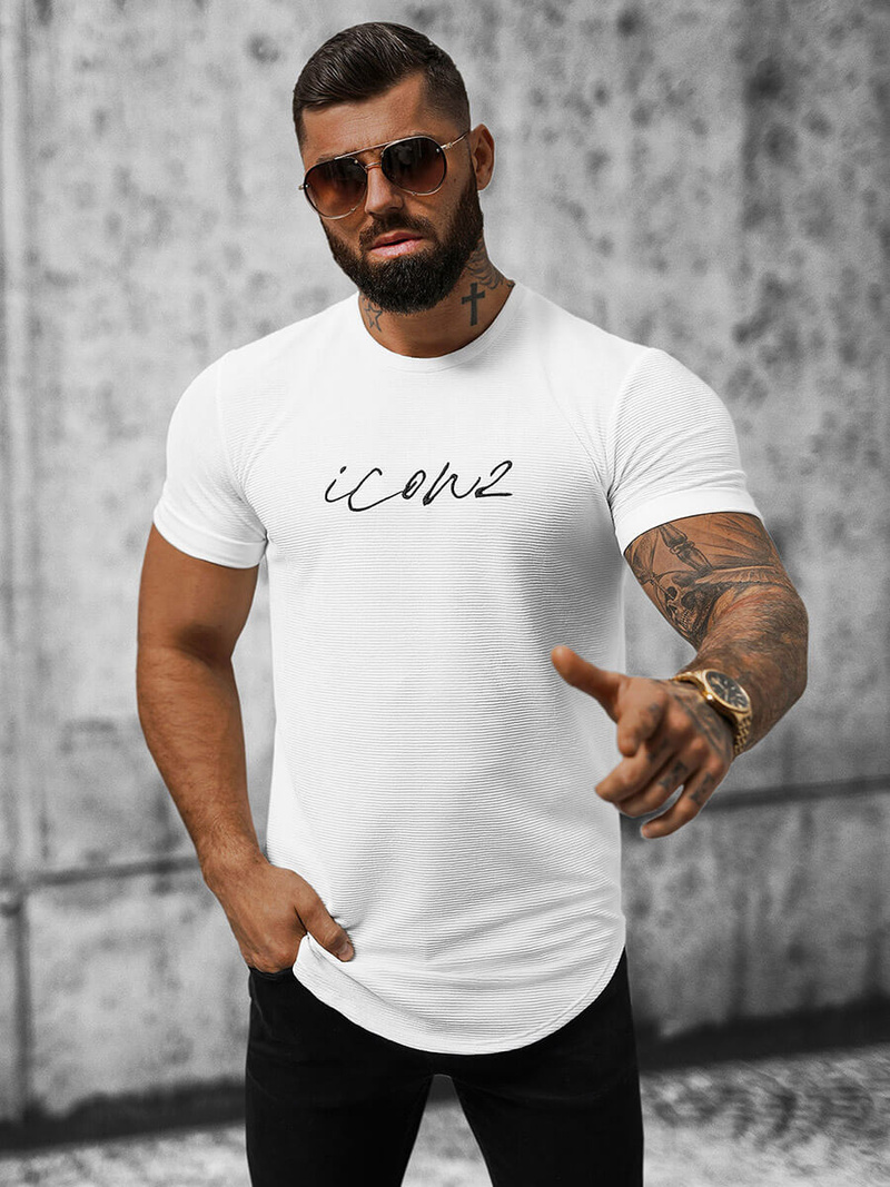 T-Shirt Homme Blanc OZONEE O/P1108