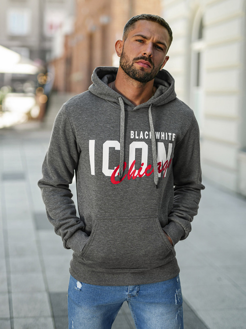 Sweatshirt à capuche homme gris foncé OZONEE JS/8B1736/5