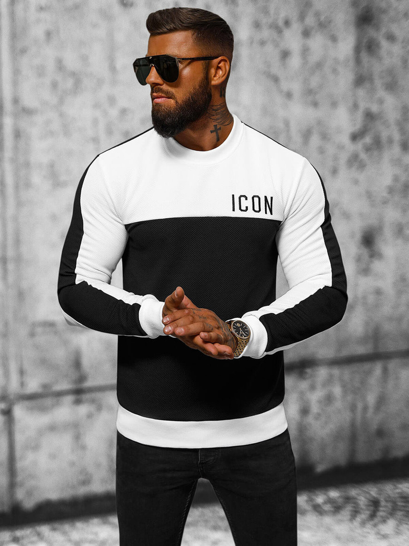 Sweatshirt Homme Blanc et Noir OZONEE O/P2032