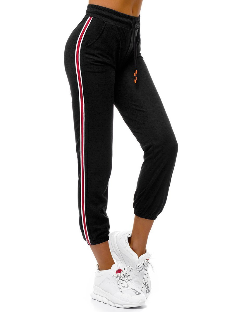 Pantalon de survêtement pour femme Noir et rouge OZONEE JS/1020/A1