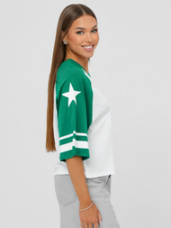 T-shirt Femme Blanc et Vert OZONEE JS/R62493