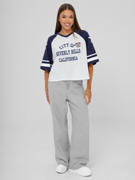 T-shirt femme blanc et marine OZONEE JS/R62493