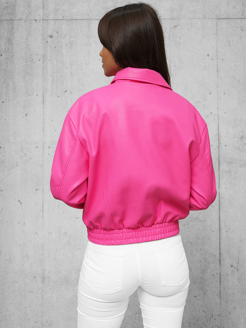 Veste en cuir femme rose OZONEE O/G116Z