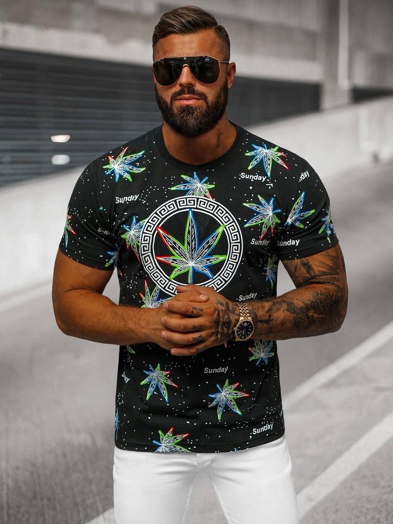 T-shirt Homme Noir OZONEE O/T136/3