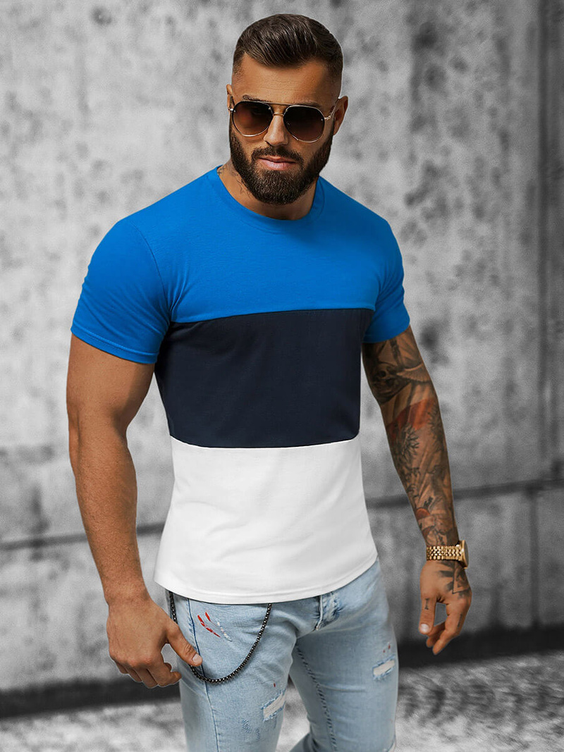 T-shirt Homme Bleu OZONEE JS/8T90/3Z