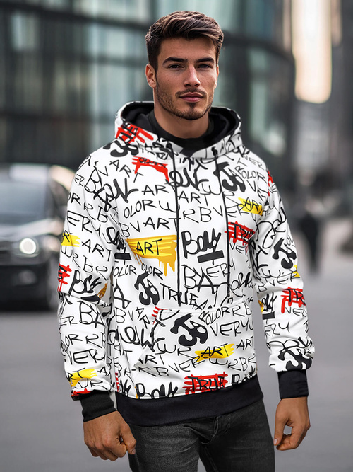 Sweatshirt à capuche homme blanc OZONEE JS/8B1251/1Z