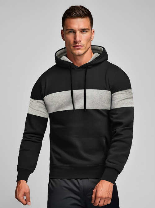 Sweatshirt à capuche homme noir OZONEE JS/8B1316/3Z