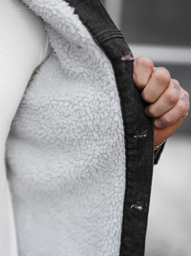 Veste en jean Homme noir OZONEE NB/MJ517NZ