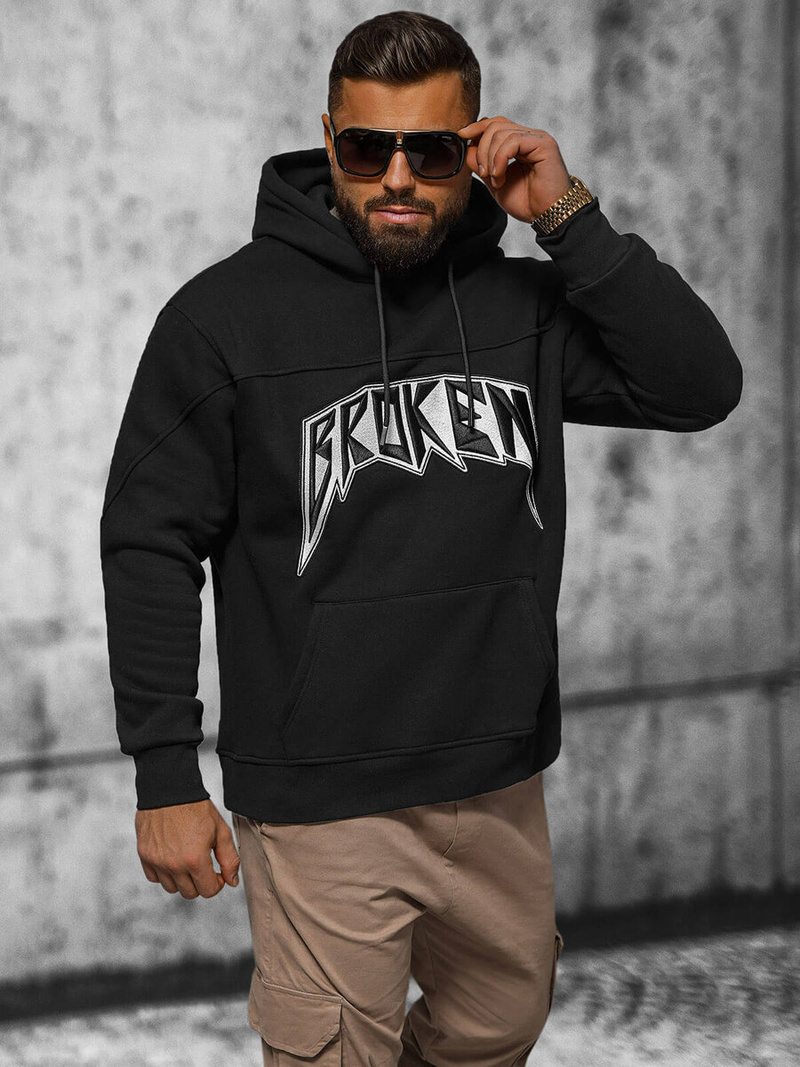 Sweatshirt à capuche noir OZONEE O/SWE23019