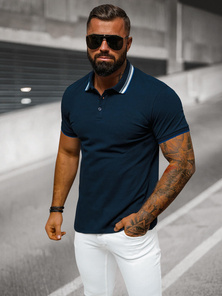 Polo Homme Bleu Foncé OZONEE O/DA719