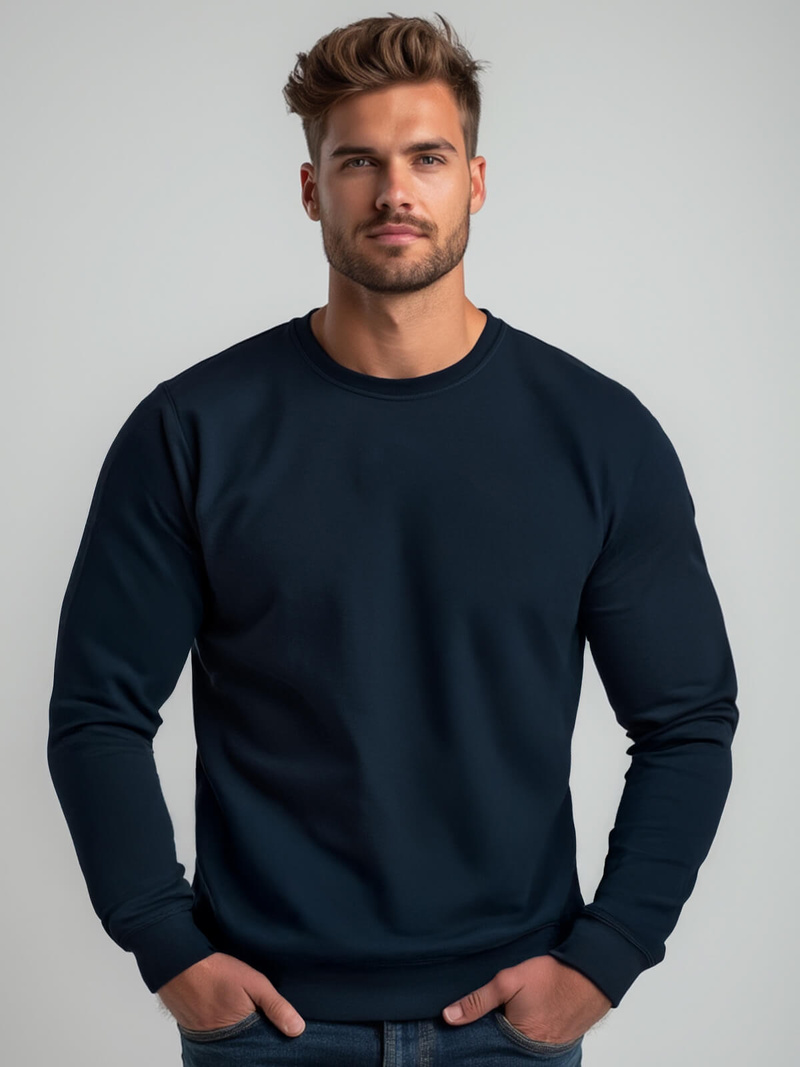 Sweatshirt Homme Bleu Foncé OZONEE JS/2001-10Z