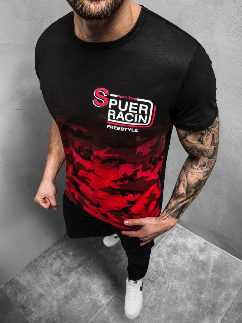 T-Shirt Homme Rouge OZONEE JS/SS10985Z