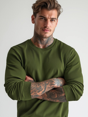 Sweatshirt Homme Kaki OZONEE JS/2001-10Z