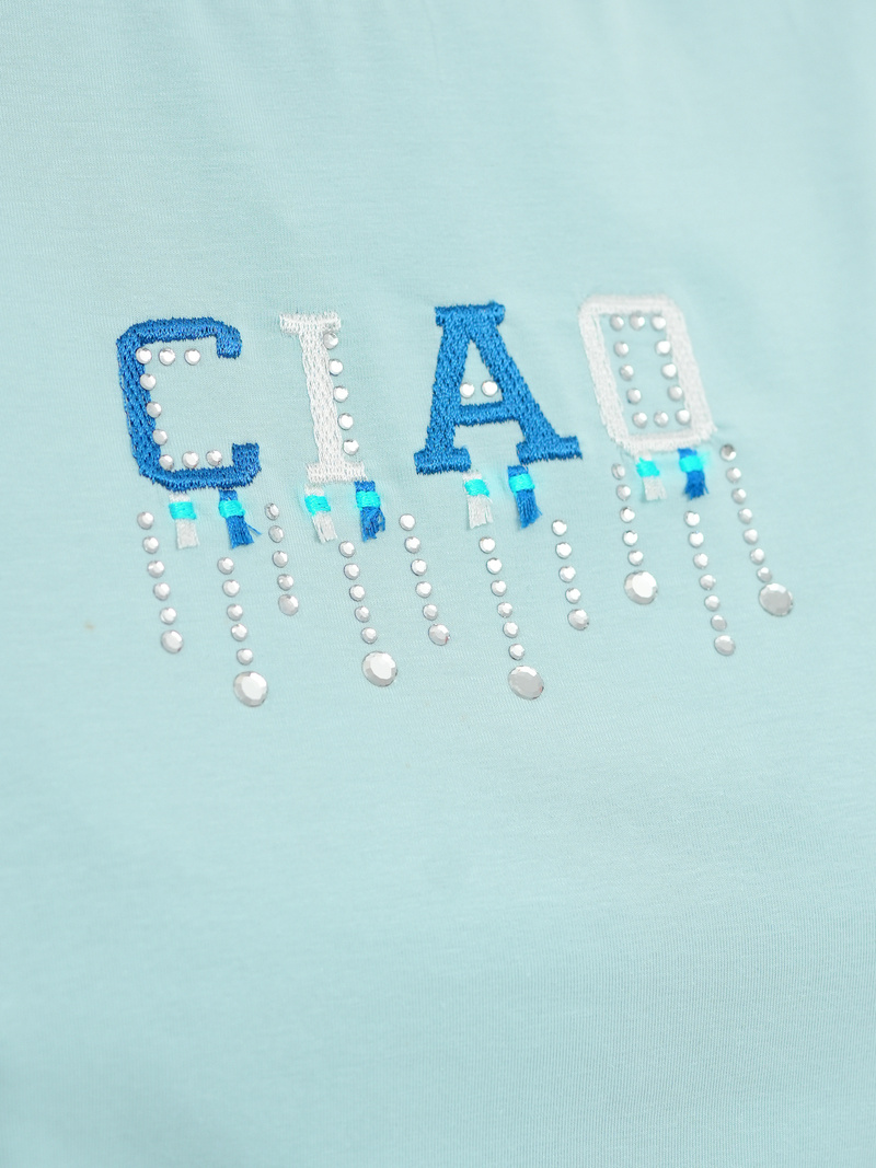 T-shirt femme bleu clair OZONEE JS/RJ77542