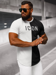 T-shirt homme blanc et noir OZONEE O/7776T