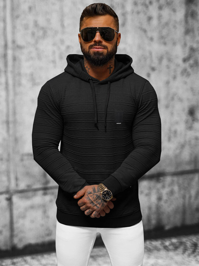 Sweatshirt à capuche homme noir OZONEE O/TB2272