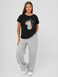 T-shirt femme noir OZONEE JS/95T2573/3