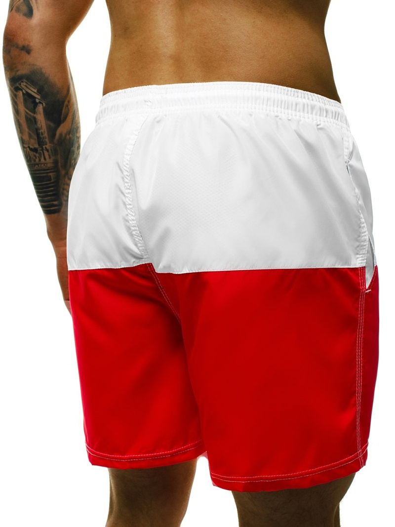 Short de bain homme Blanc et rouge OZONEE JS/YW02058