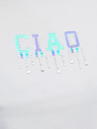 T-shirt femme blanc et menthe OZONEE JS/RJ77542