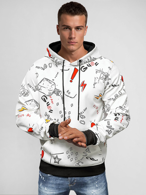 Sweatshirt à capuche homme blanc OZONEE JS/8B1223/1Z
