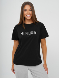 T-shirt Femme Noir et Argent OZONEE JS/YJ77716