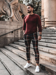 Pantalon Chino Homme bleu marine et rouge OZONEE DJ/5587