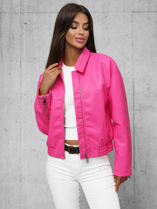 Veste en cuir femme rose OZONEE O/G116Z