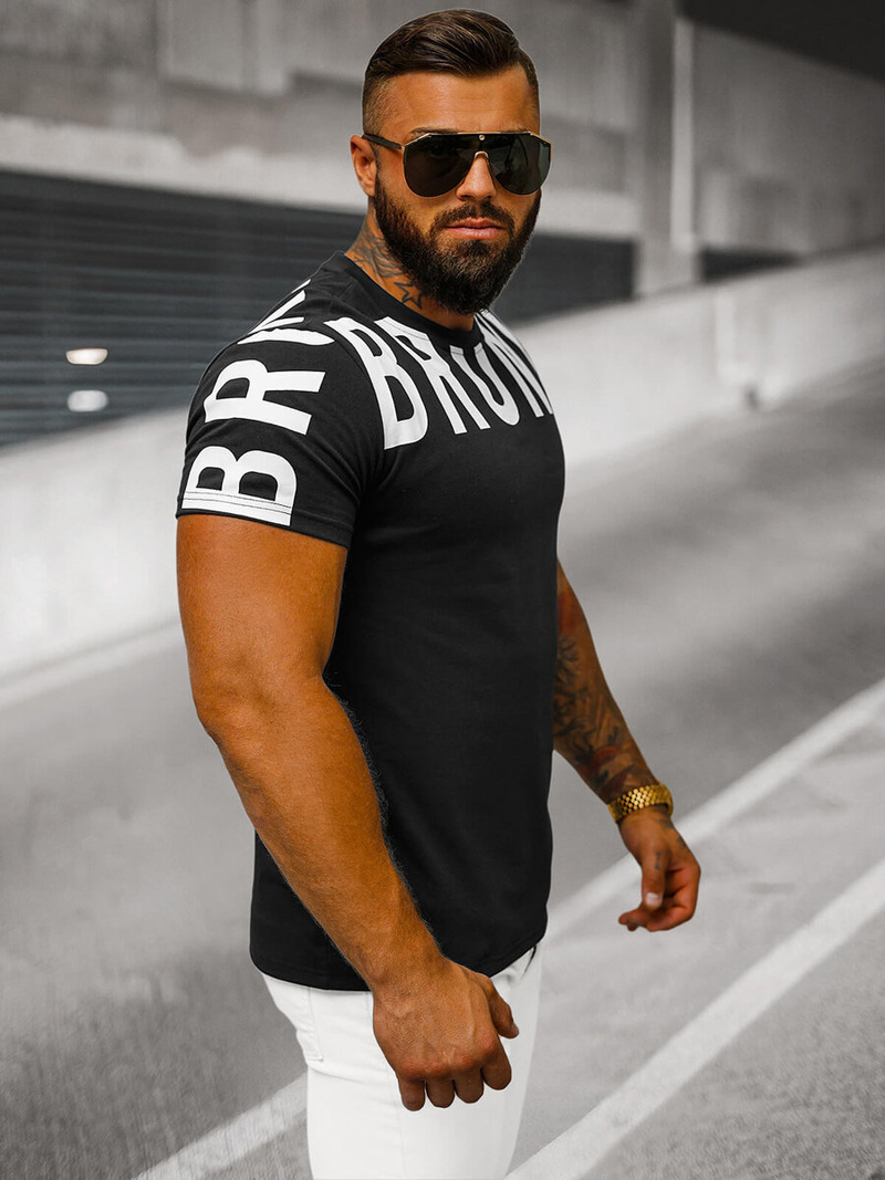 T-shirt Homme Noir OZONEE O/8T1265/3