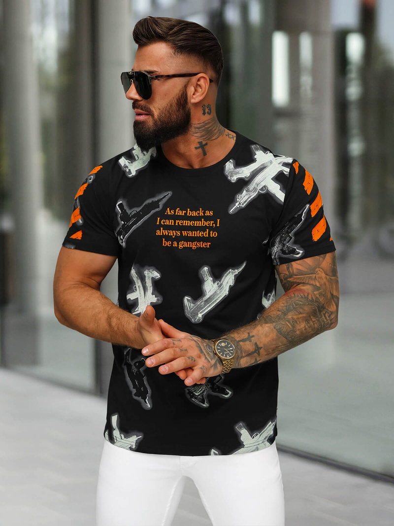 T-shirt Homme Noir OZONEE O/MPO3471