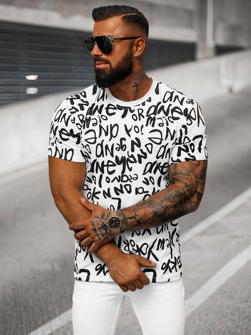 T-shirt Homme Blanc OZONEE O/T1268/1