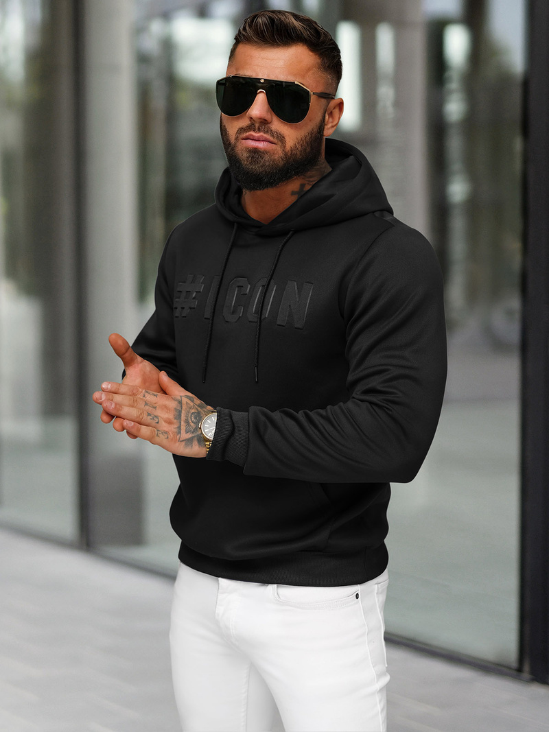 Sweatshirt à capuche homme noir OZONEE JS/27B6502/3Z
