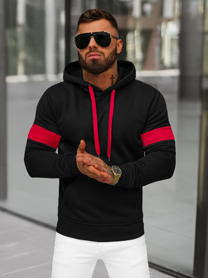 Sweatshirt à capuche homme noir OZONEE JS/8B1321/3