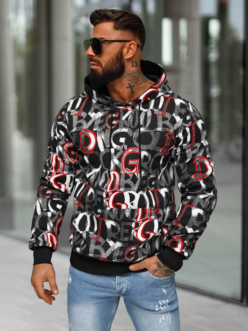 Sweatshirt à capuche homme noir OZONEE JS/8B1237/3