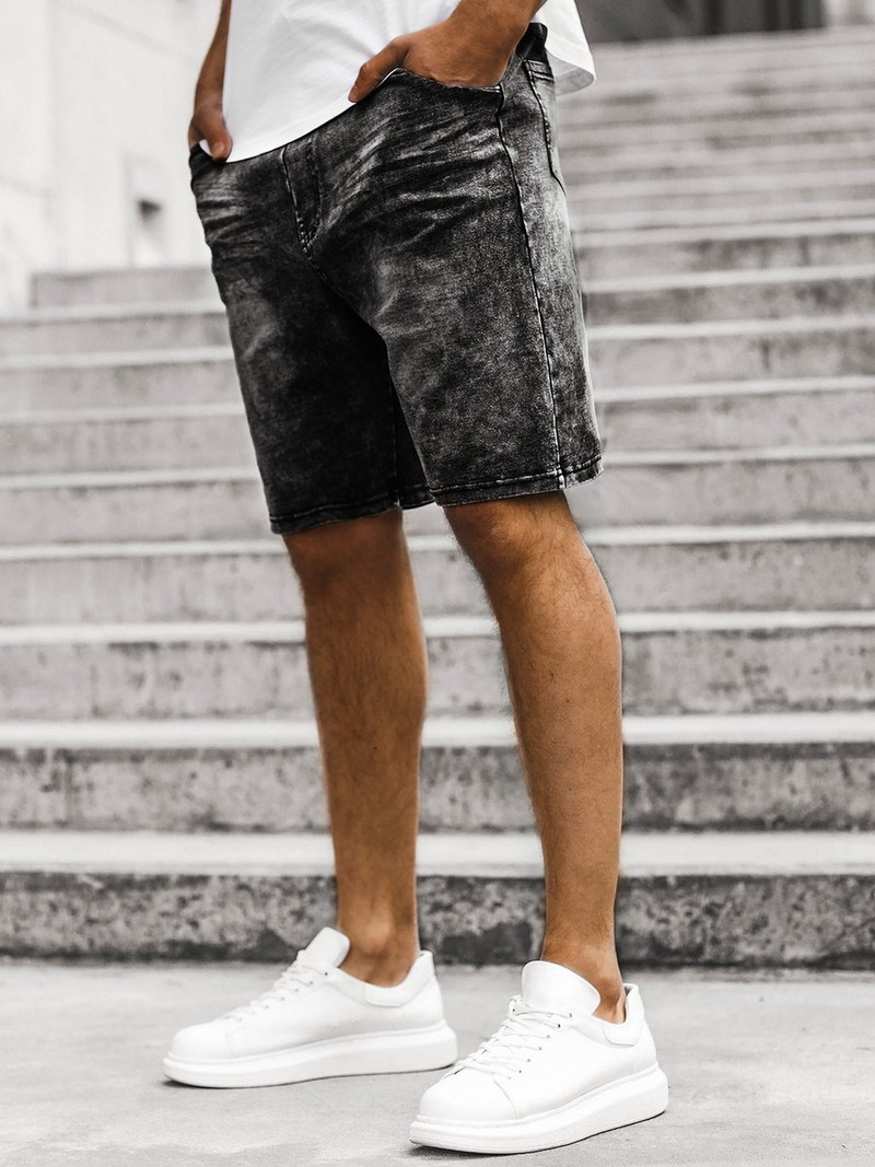 Short en jean Noir OZONEE JS/KK1070/2