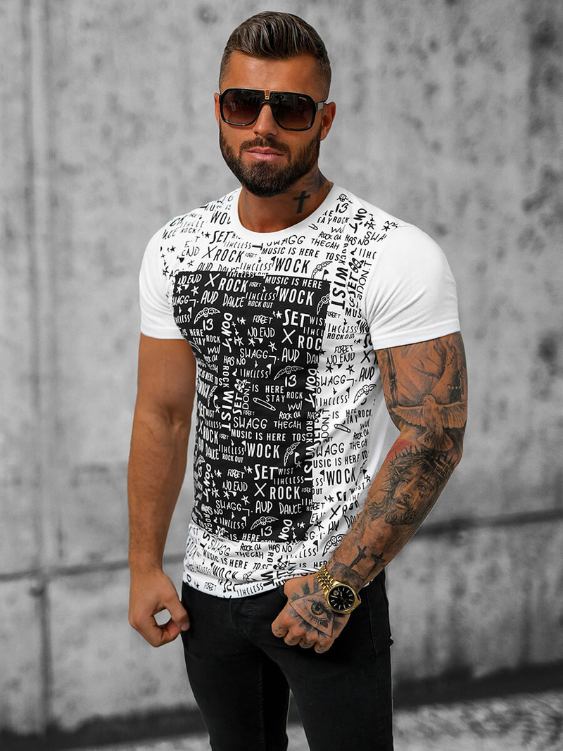 T-shirt Homme Blanc OZONEE O/T122/1Z