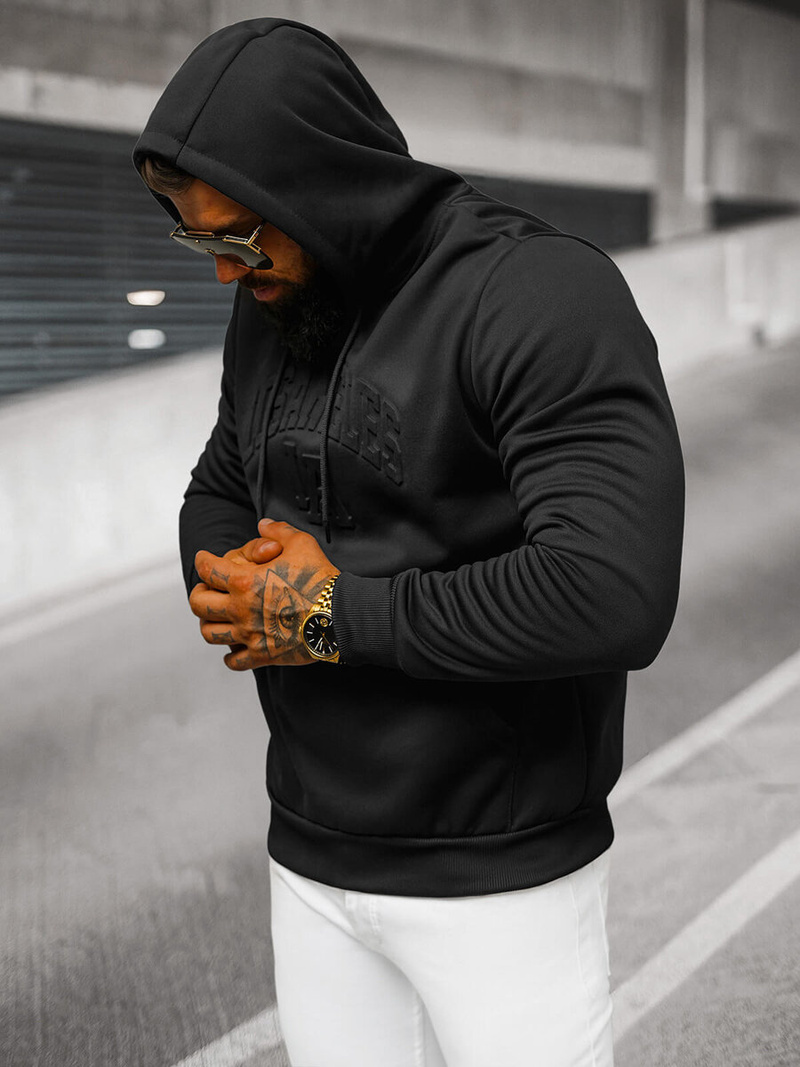 Sweatshirt à capuche homme noir OZONEE JS/27B6511/3