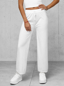 Pantalons en velours pour femmes blanc OZONEE JS/92K519/1