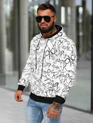 Sweatshirt à capuche homme blanc OZONEE JS/8B1253/1