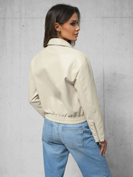 Veste en cuir femme beige OZONEE O/G116