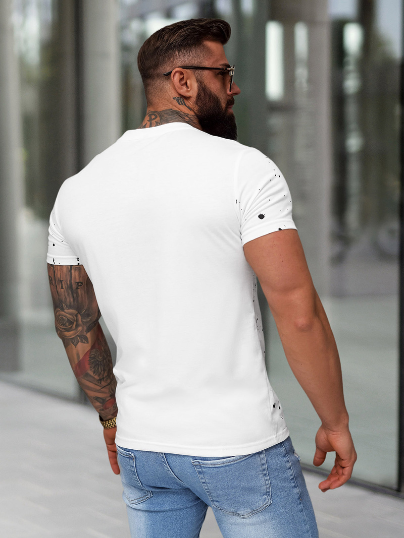 T-shirt Homme Blanc OZONEE JS/8B1388/1