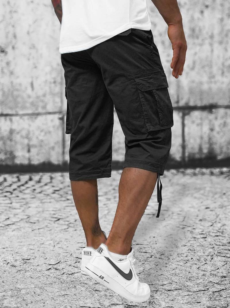 Short Chino Homme 3/4 Noir OZONEE T/XX160082/1