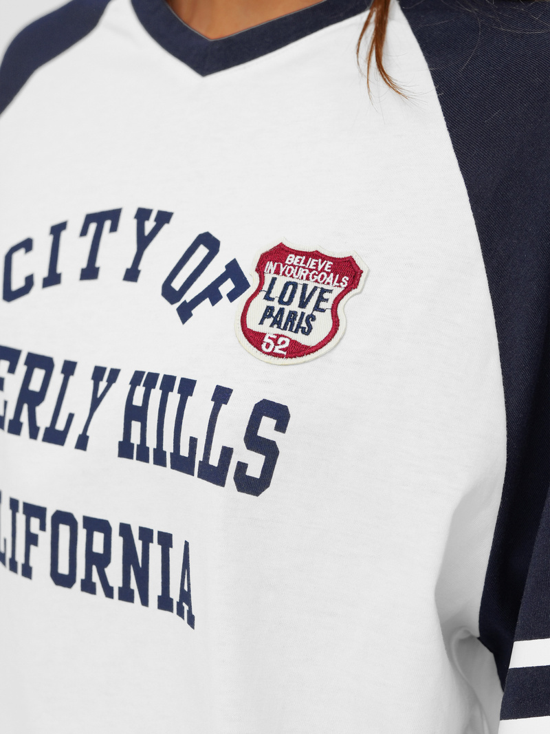 T-shirt femme blanc et marine OZONEE JS/R62493