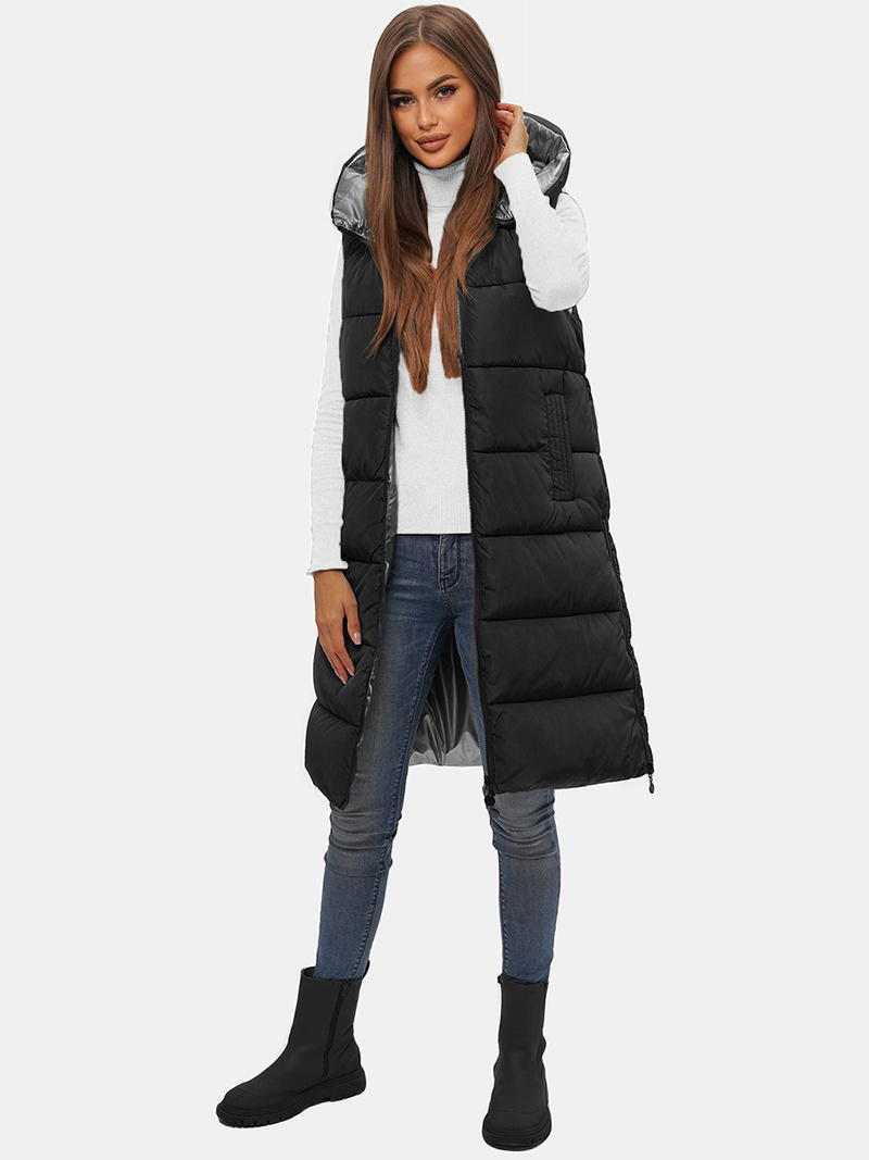 Gilet femme réversible noir et argent OZONEE O/H1121/61