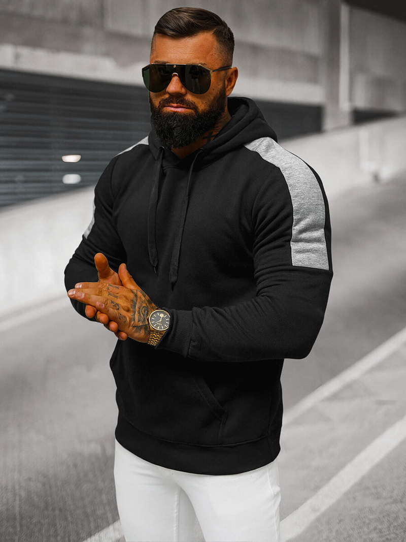 Sweatshirt à capuche homme noir OZONEE JS/8B1311/3